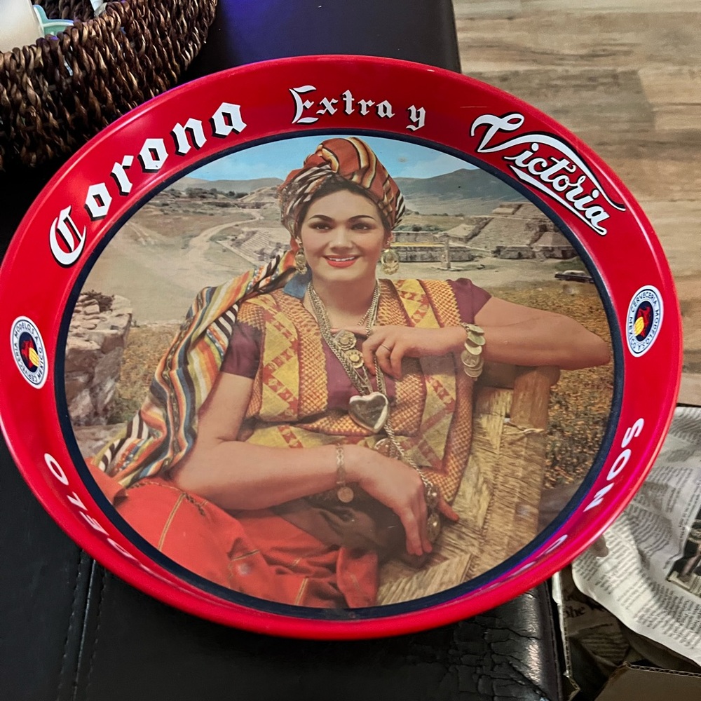 Vintage Corona Extra y Victoria Red Serving Tray